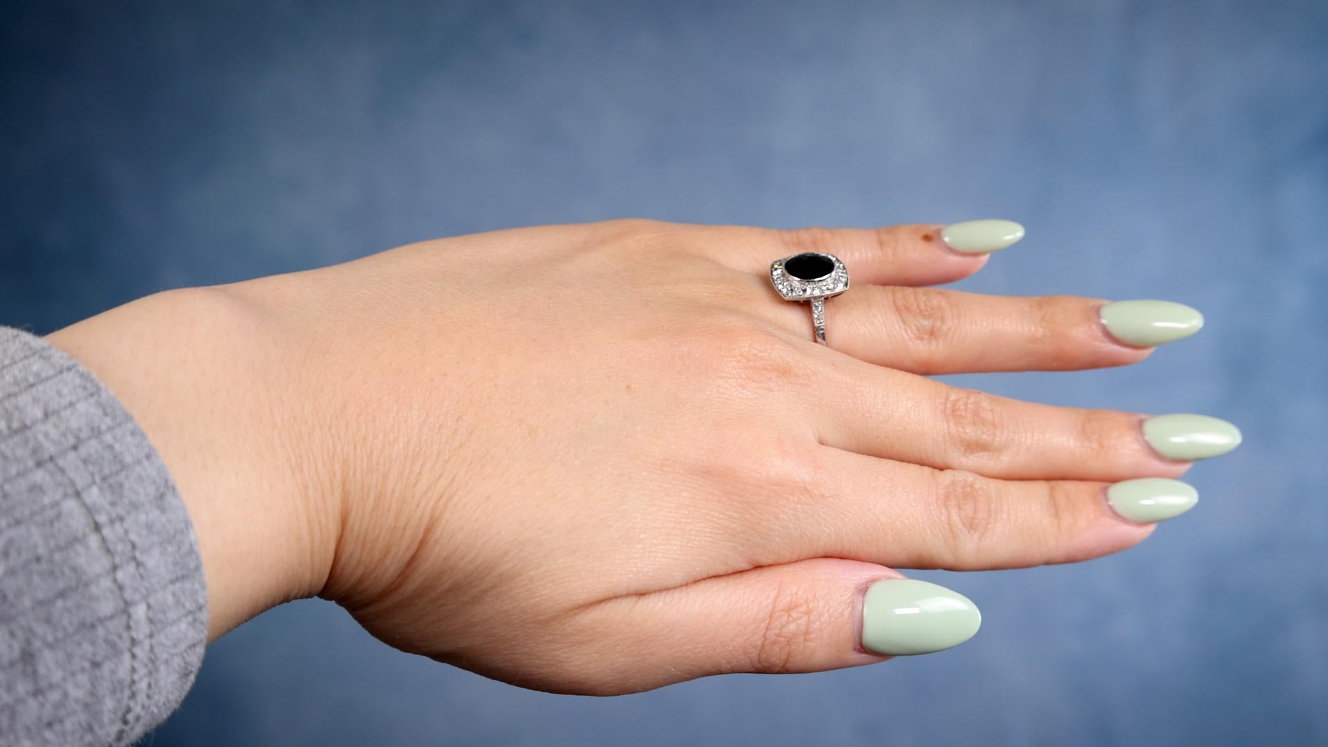 Mixed Cut Art Deco Inspired 2.27 Carat Sapphire Diamond Platinum Ring For Sale