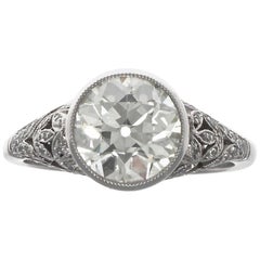 Art Deco Inspired 2.32 Carat Platinum Diamond Engagement Ring