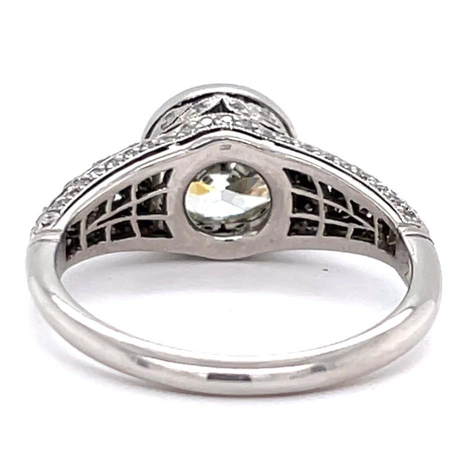 Art Deco Inspired 2.41 Carat Old European Cut Diamond Platinum Engagement Ring 2