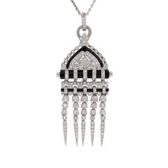 Retro Art Deco Style 2.50 Carat Diamond and Onyx Pendant