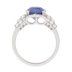 Art Deco Style 2.76ct Burmese Sapphire and Diamond Ring, c.1950s