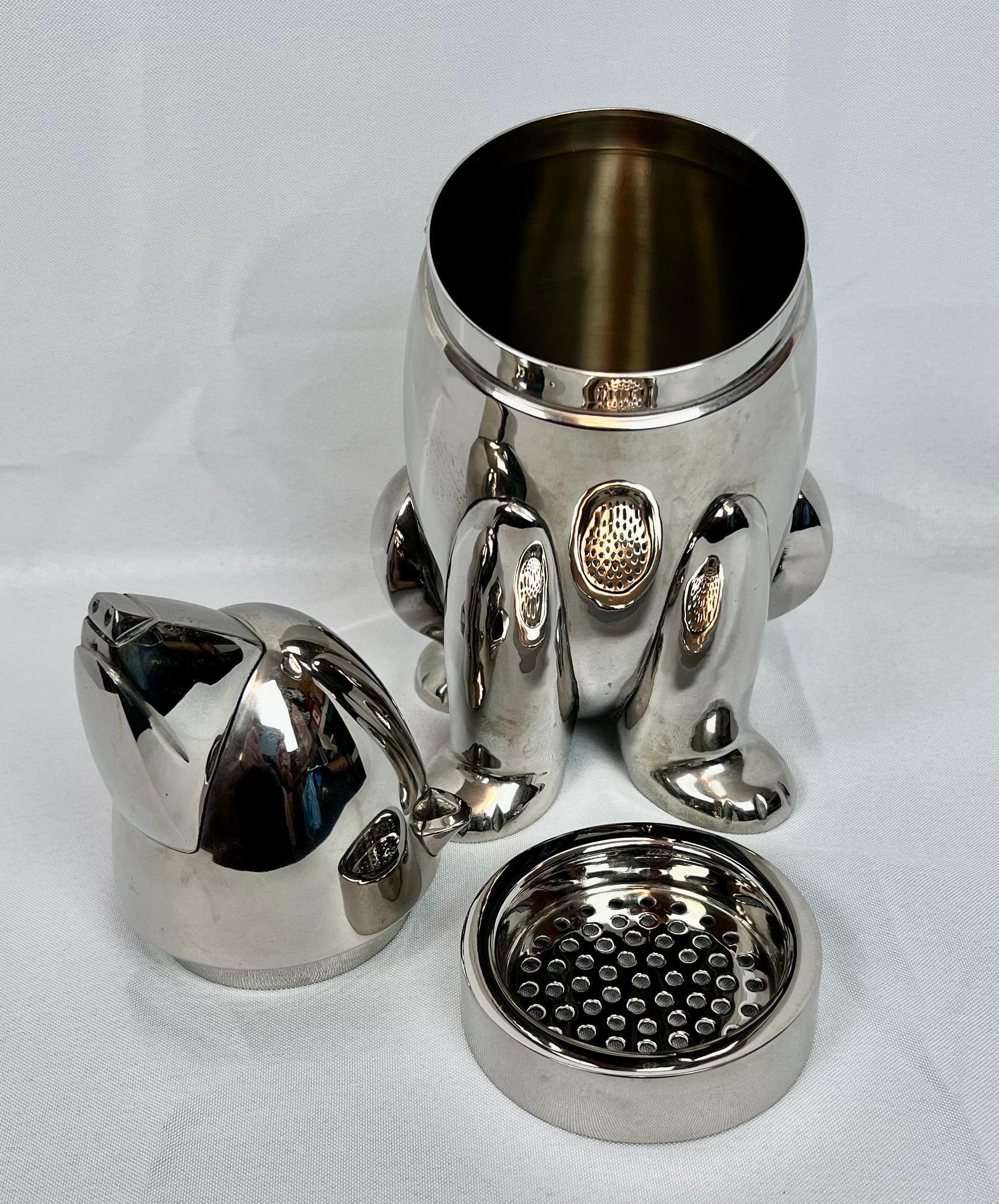 Art-déco-inspirierter 3-teiliger figuraler vernickelter Polarbär-Cocktailshaker, vernickelt (Beschichtet) im Angebot