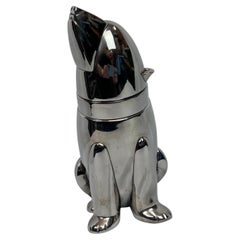 Art-déco-inspirierter 3-teiliger figuraler vernickelter Polarbär-Cocktailshaker, vernickelt