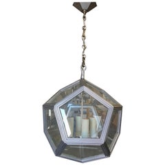 Art Deco Inspired 4-Light Custom Made Pentagon Window Chandelier