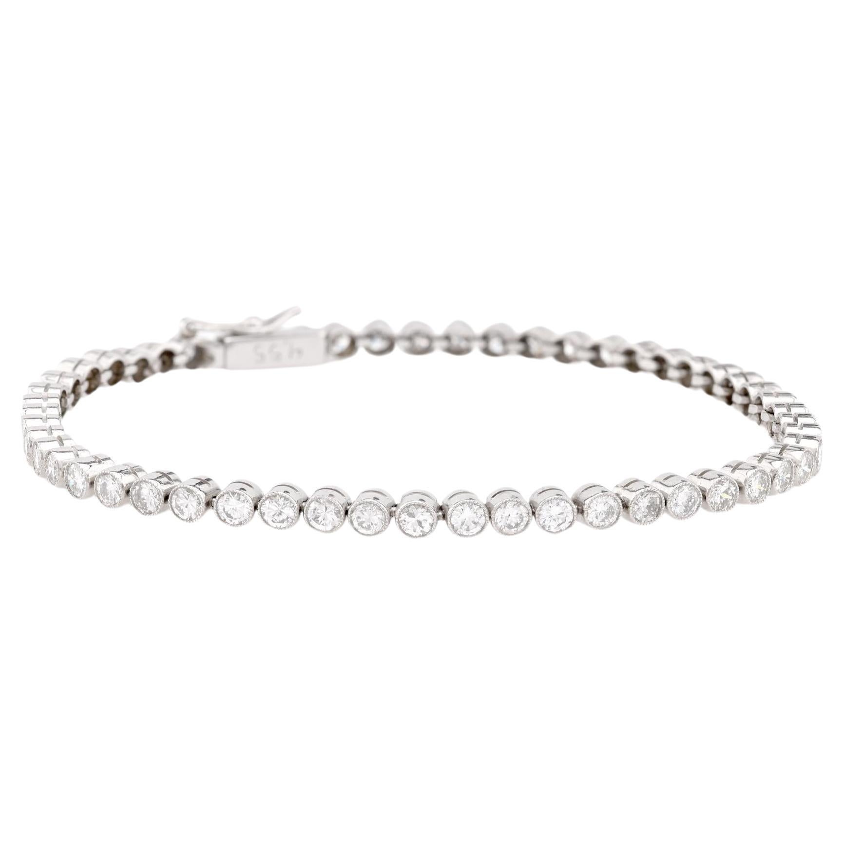 Art Deco Inspired 4.55 Carat Round Brilliant Diamond Platinum Tennis Bracelet