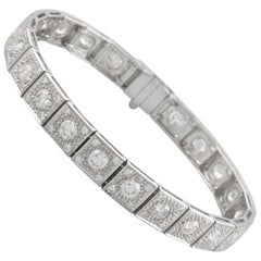 Art Deco Inspired 6.32 Carat Diamond Tennis Bracelet 18 Karat White Gold