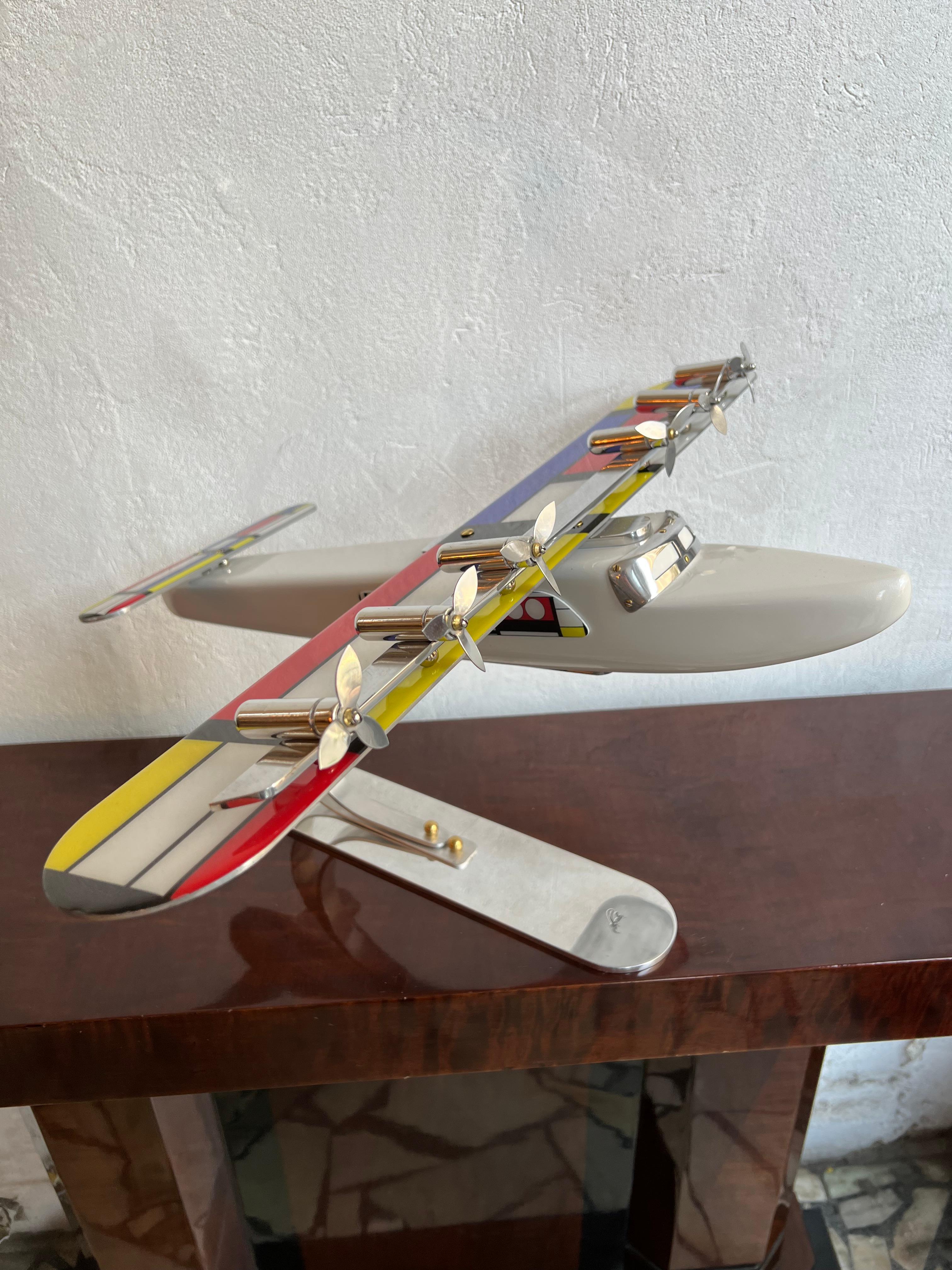 Art Deco Inspired Airplane in Wood and Steel Designer, Marcelo Peña, 2014 For Sale 6