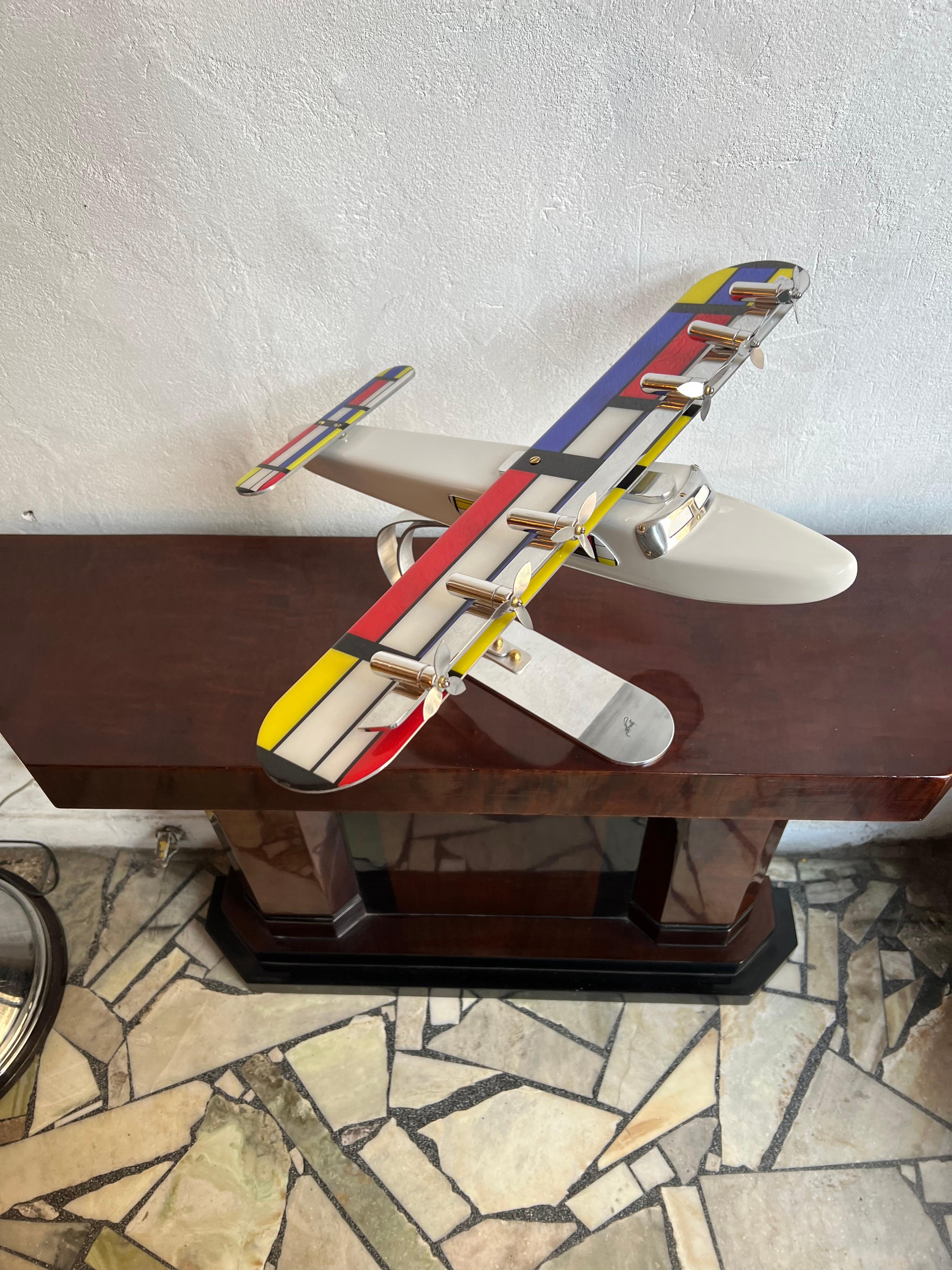 Art Deco Inspired Airplane in Wood and Steel Designer, Marcelo Peña, 2014 For Sale 7
