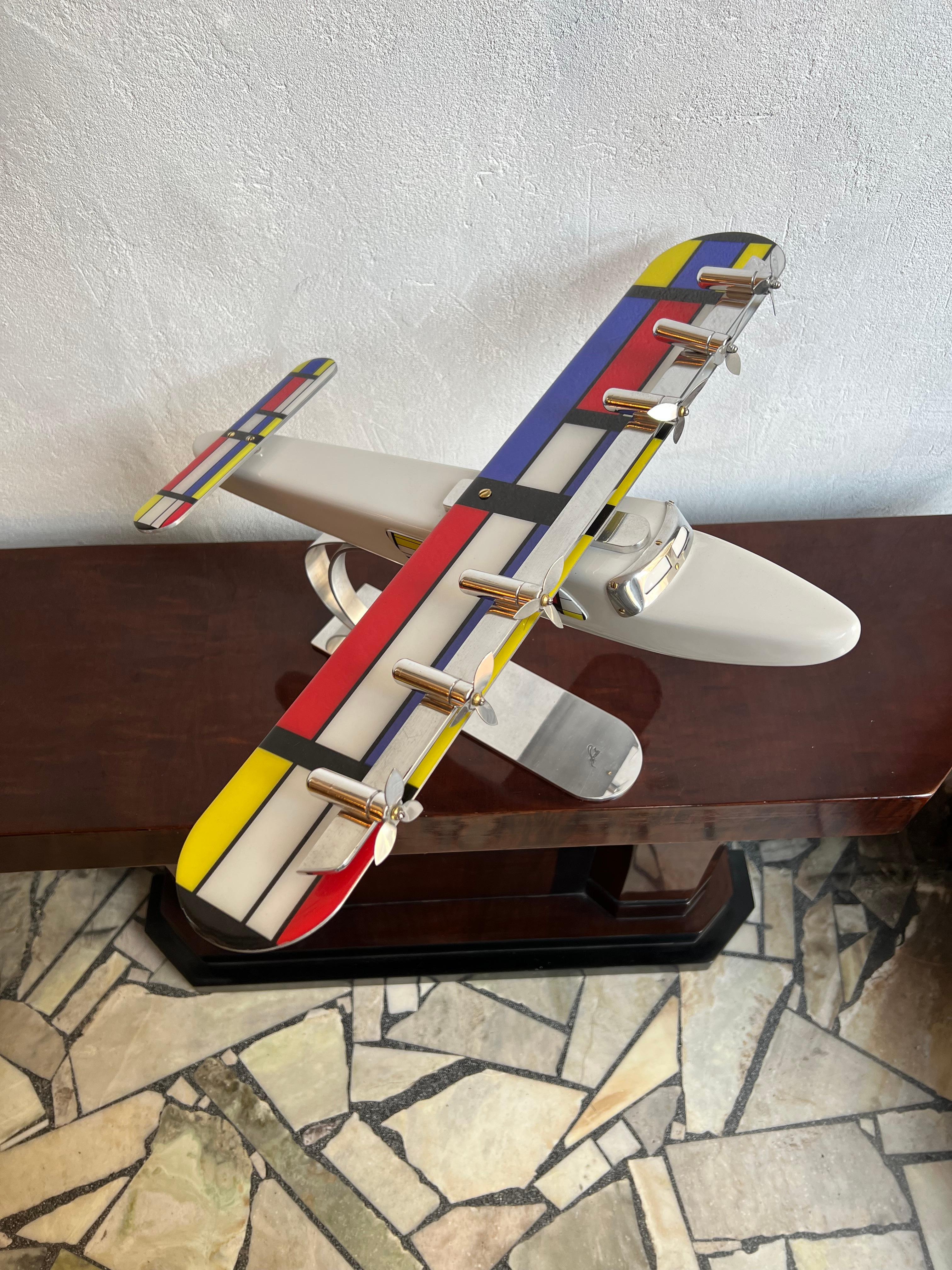 Art Deco Inspired Airplane in Wood and Steel Designer, Marcelo Peña, 2014 For Sale 8