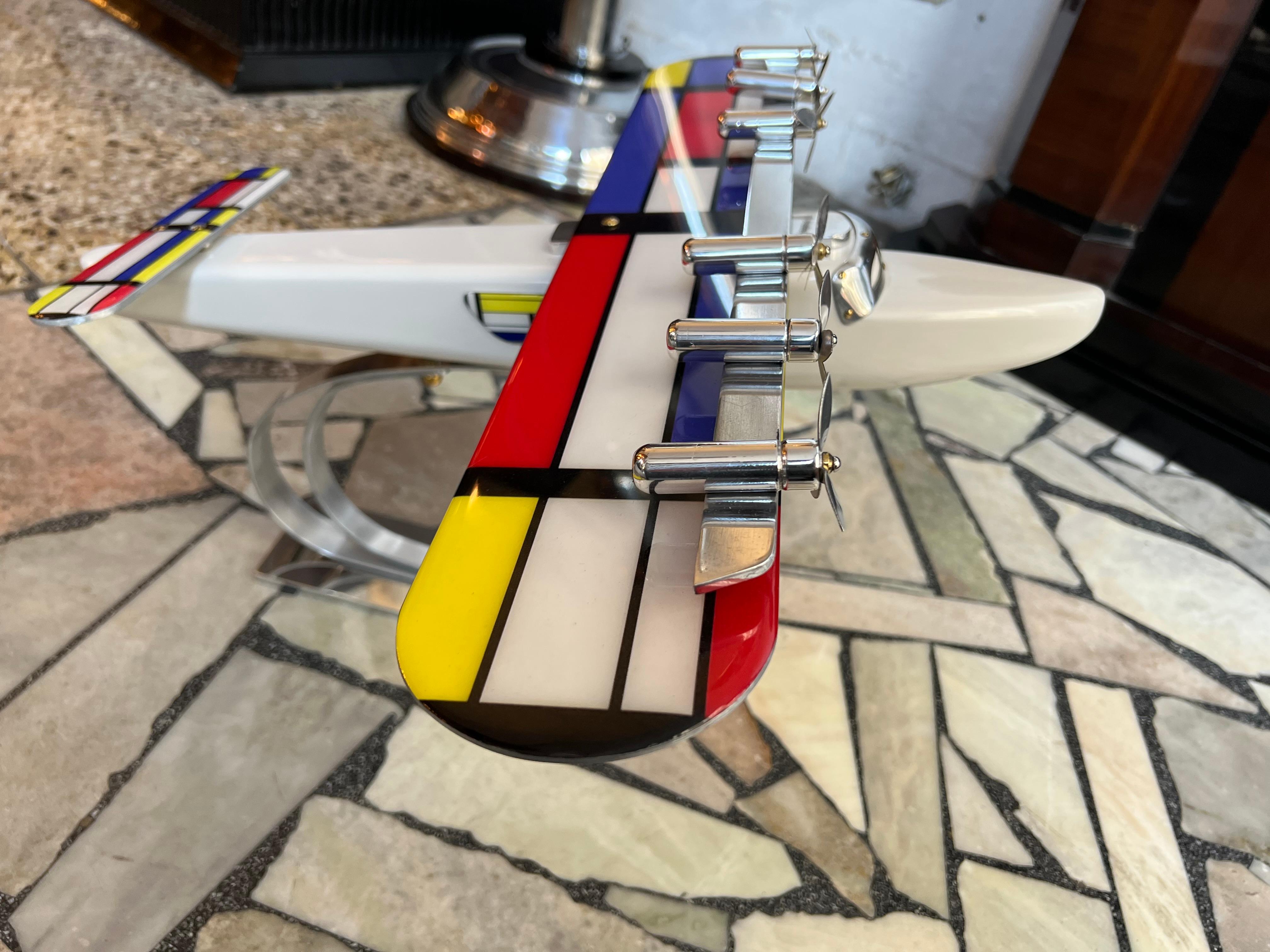 Art Deco Inspired Airplane in Wood and Steel Designer, Marcelo Peña, 2014 For Sale 1