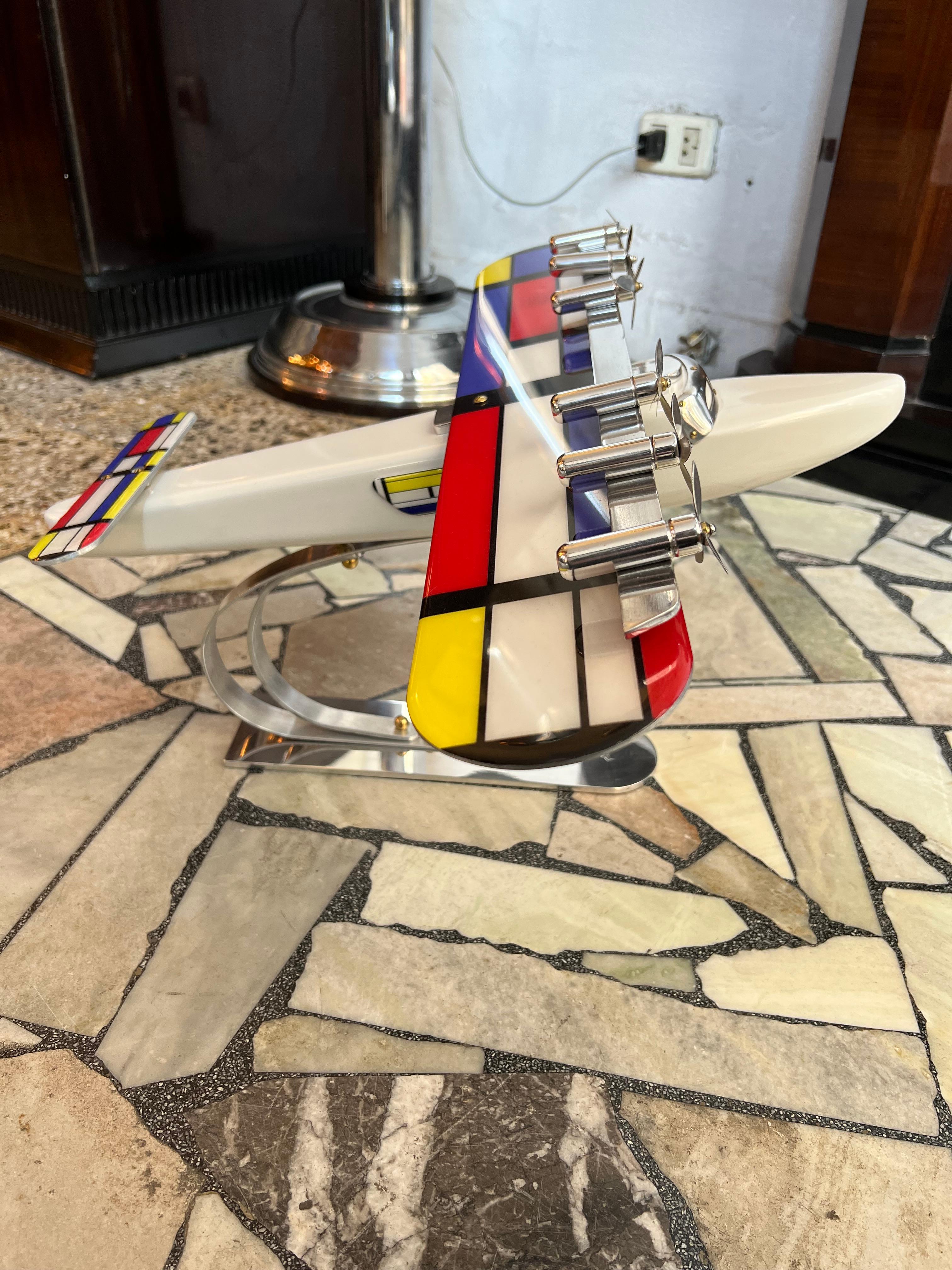 Art Deco Inspired Airplane in Wood and Steel Designer, Marcelo Peña, 2014 For Sale 3