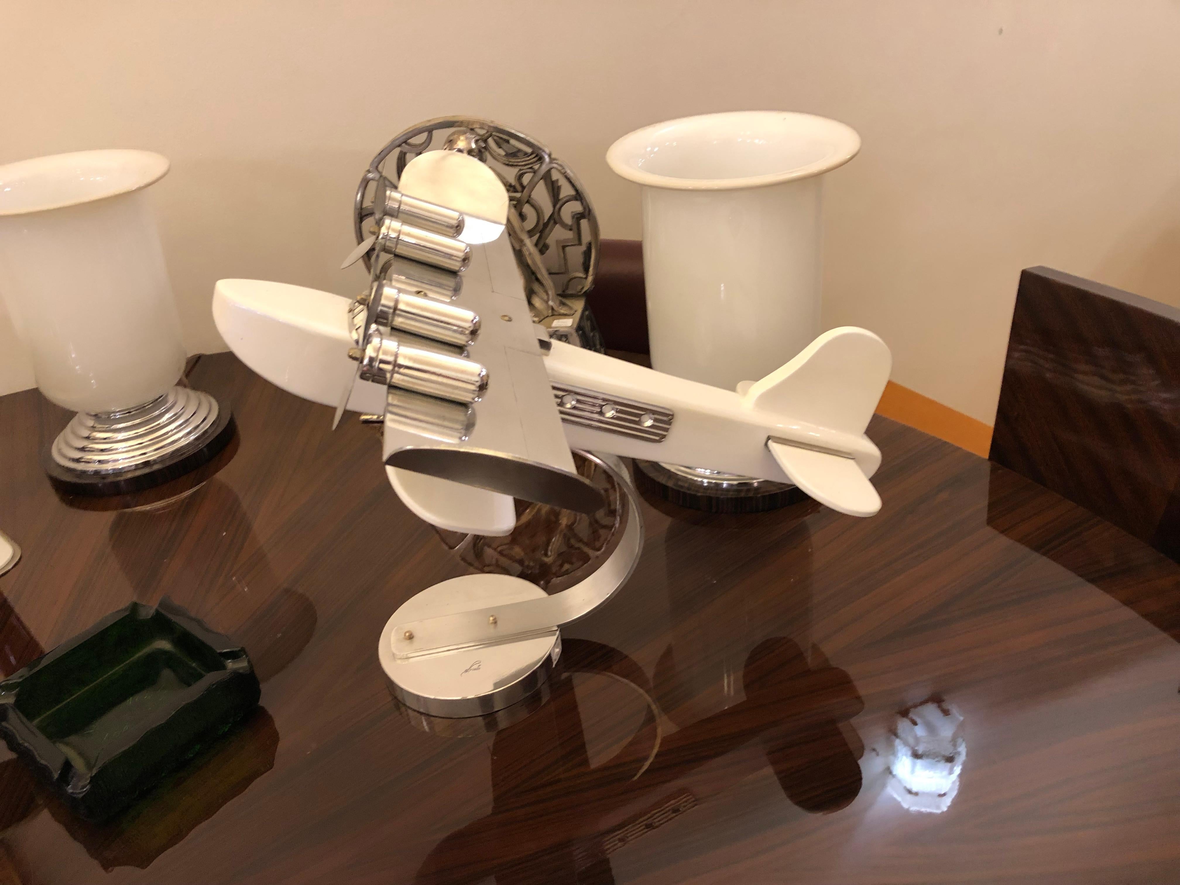 Hand-Carved Art Deco Inspired Airplane in Wood Designer, Marcelo Peña, 2014 For Sale