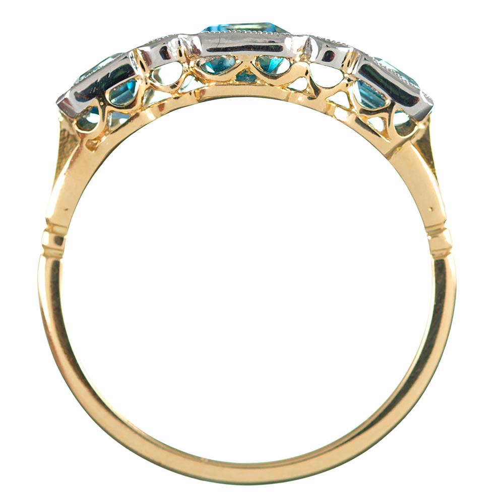 Women's Art Deco Inspired Aquamarine and Diamond Ring
