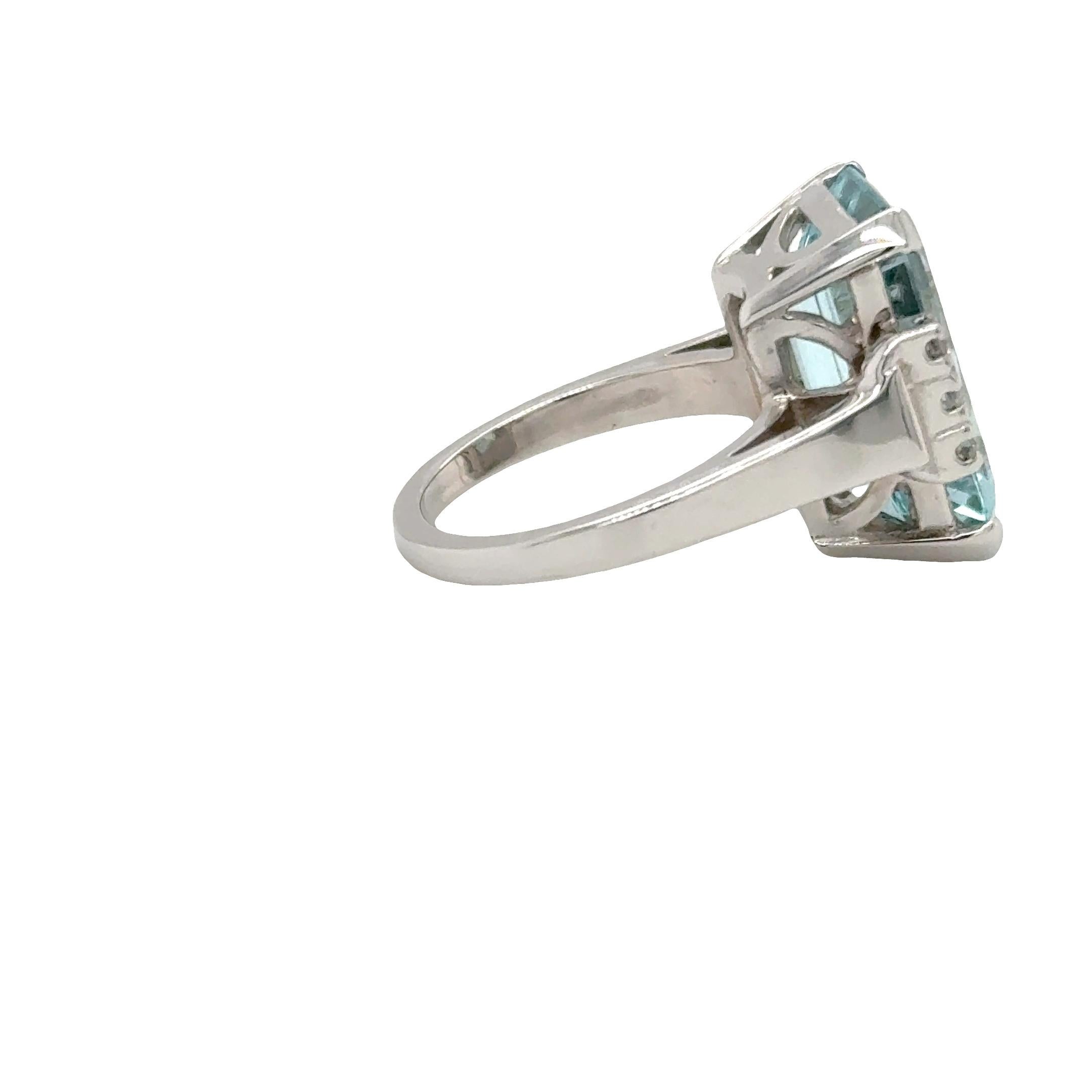 Donna Art Deco-Inspired Aquamarine & Diamond Ring – 14k White Gold in vendita