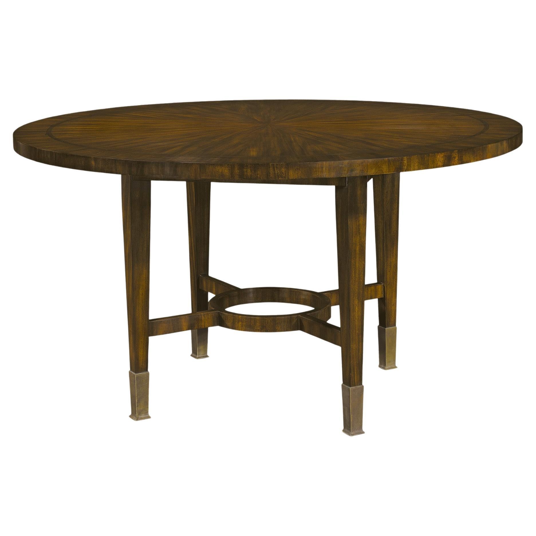 Art Deco inspired Argueil dining table with ebony veneers & legs with brass caps For Sale