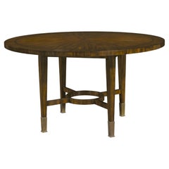 Art Deco inspired Argueil dining table with ebony veneers & legs with brass caps