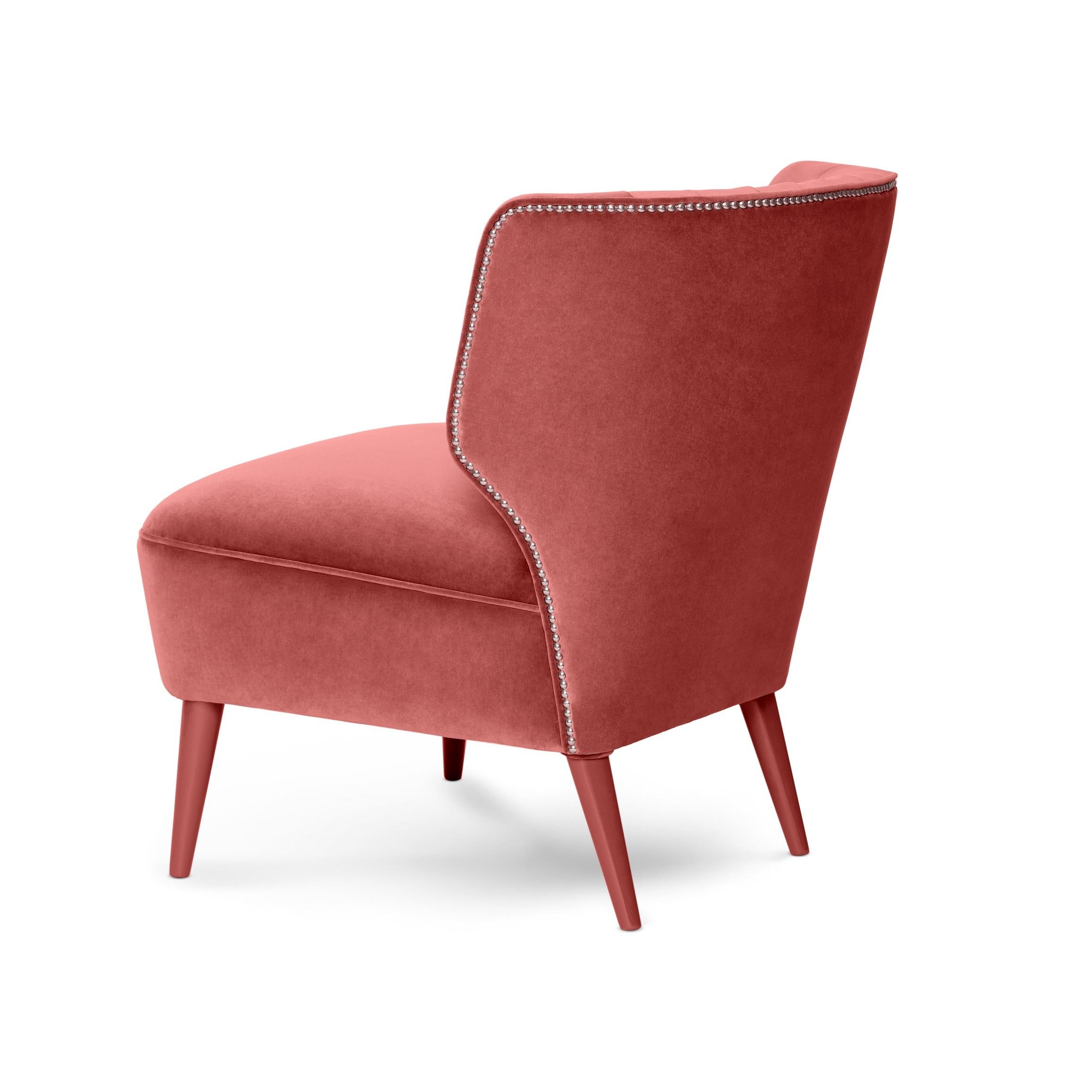Modern Art Deco Inspired Armchair w/ Seaming Details On The Back For Sale