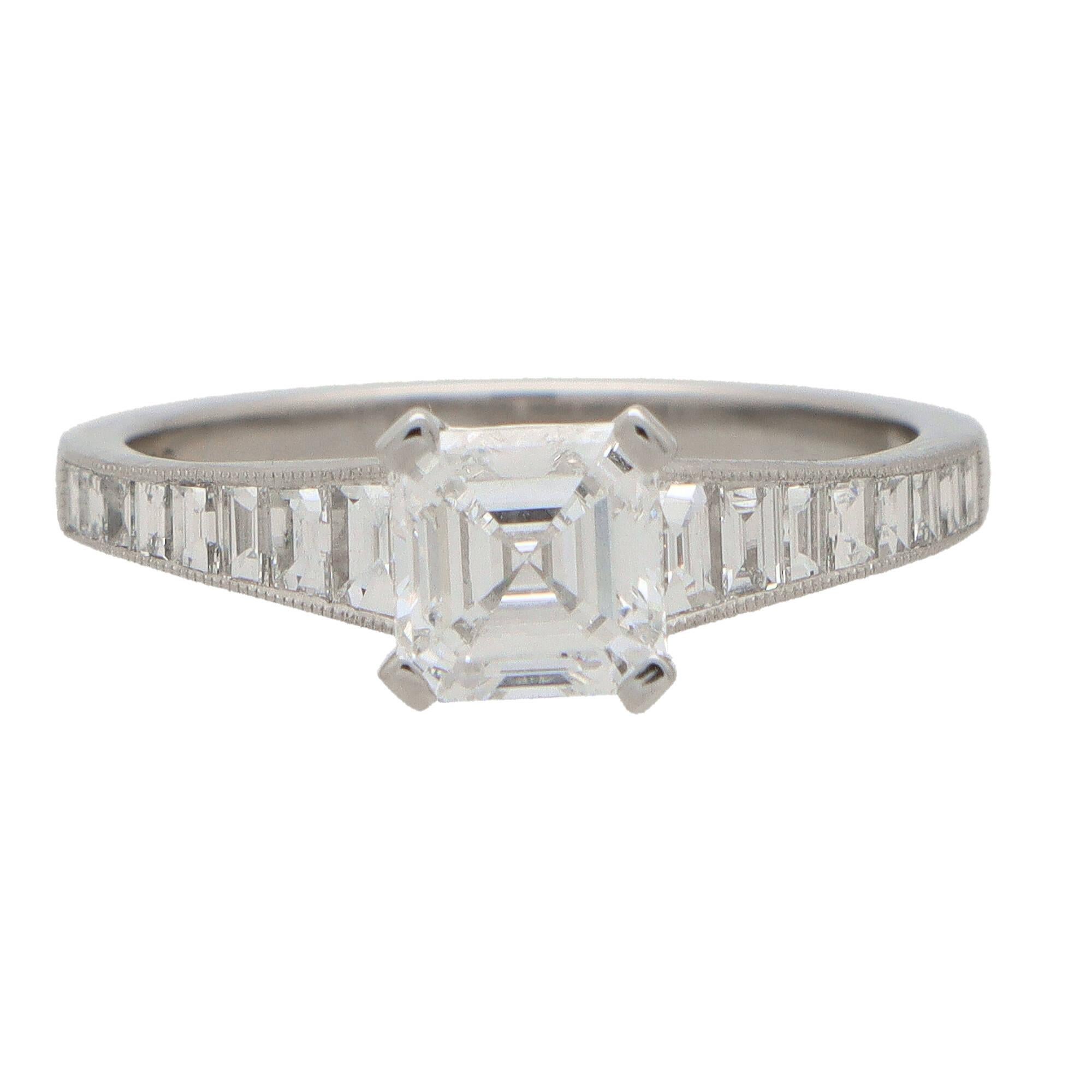 art deco asscher cut diamond ring