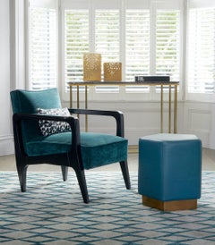 Art Deco Inspired Atena Armchair in Beech Black Ebony & Ribbed Velvet