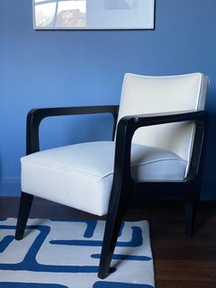 Custom Made Atena Armchair in Walnut Black Ebony and Ivory velvet
