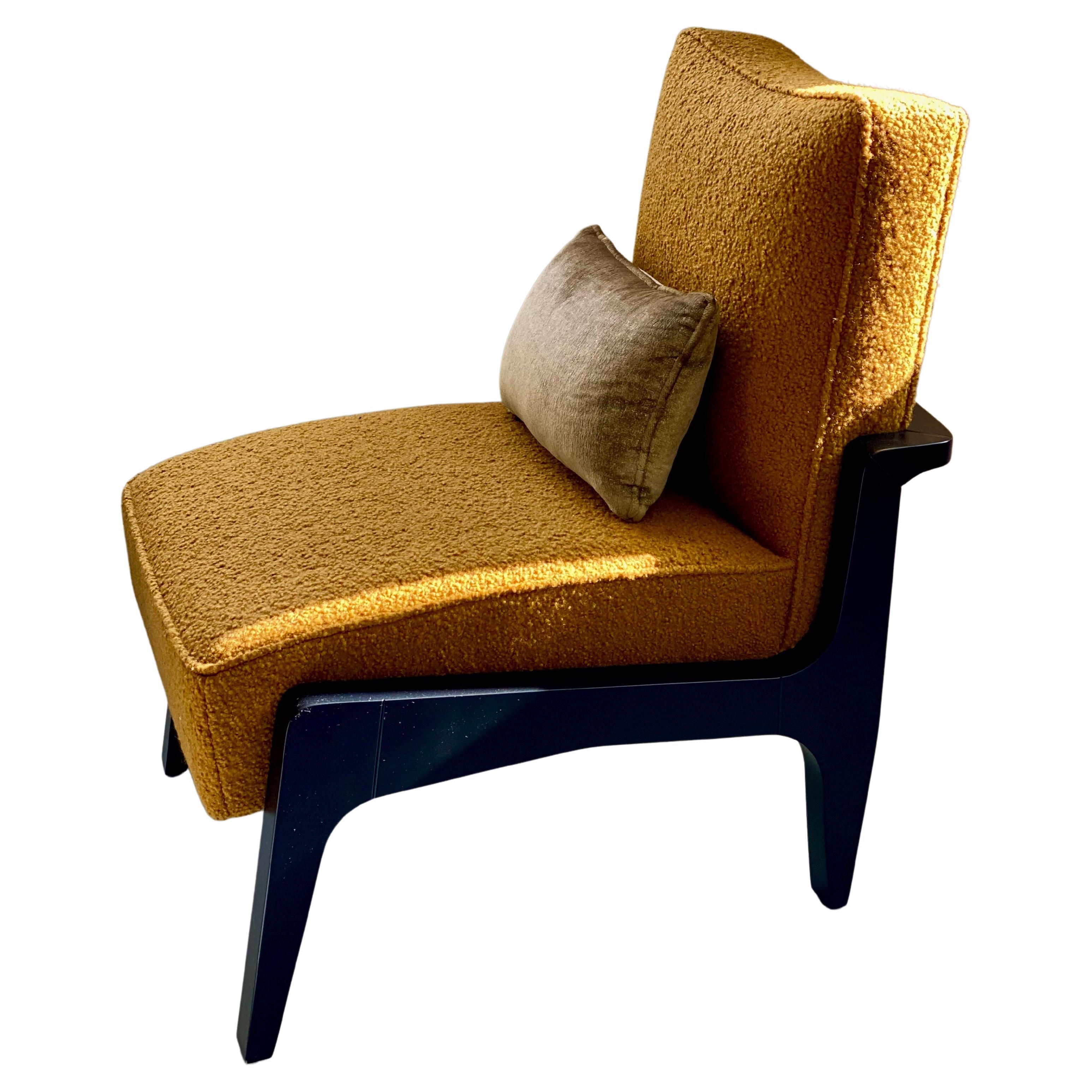 Custom Made Art Deco Inspired Atena Chair Black Ebony and Grey Ribbed ...
