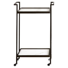 Art Deco Inspired Bacco Drinks Trolley in Steel and Marblo