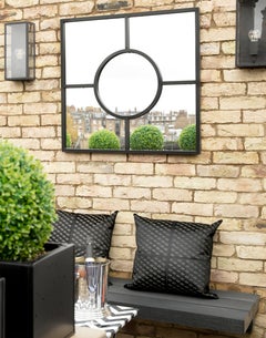 Art Deco Inspired Bacco Mirror Squared in Pitch Black in Steel Powder Coated