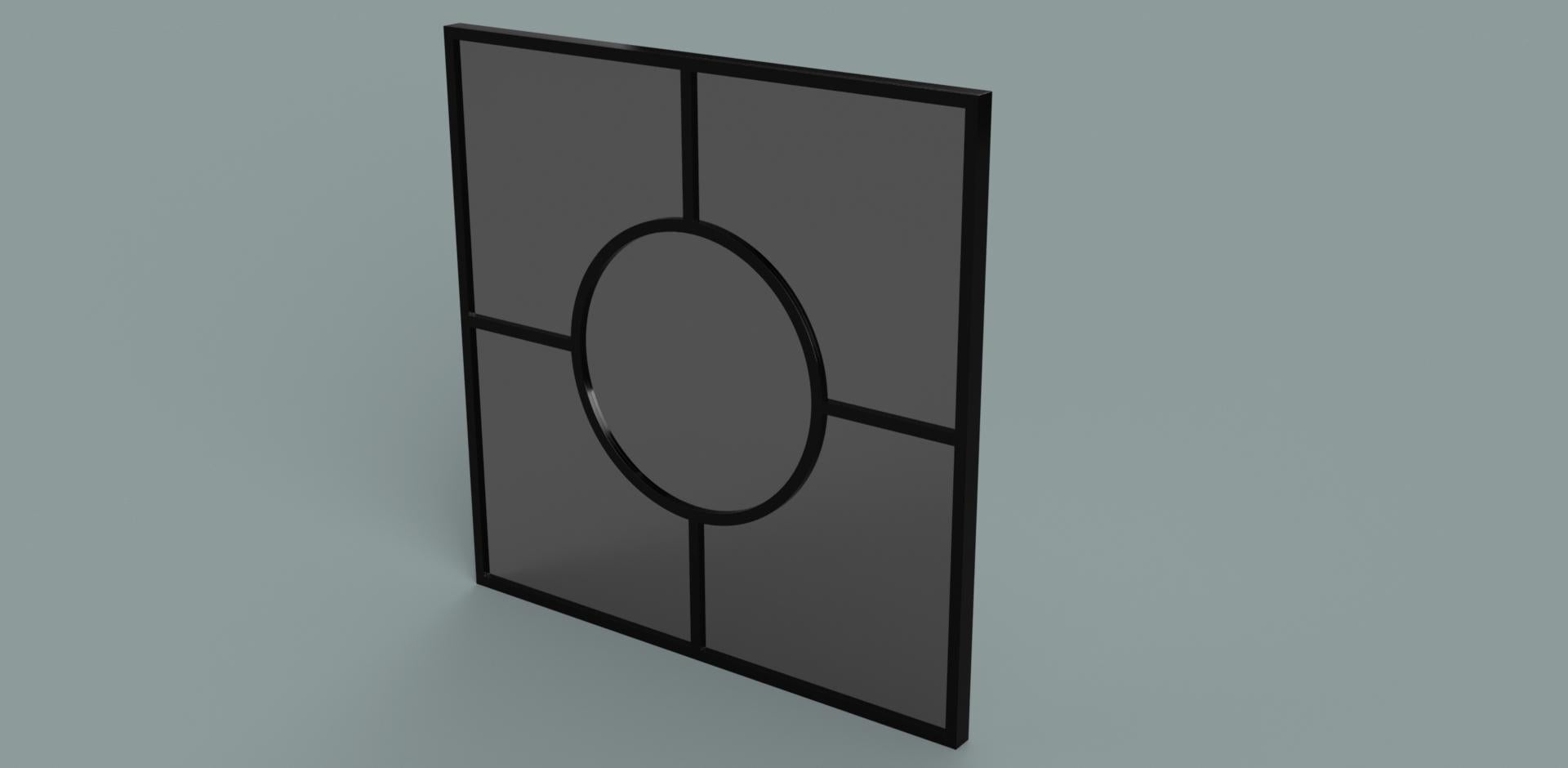 British Art Deco Inspired Bacco Mirror Squared in Pitch Black in Steel Powder Coated For Sale