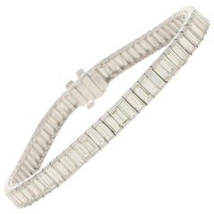 Art Deco Inspired Baguette Cut Diamond Line / Tennis Bracelet Set in Platinum