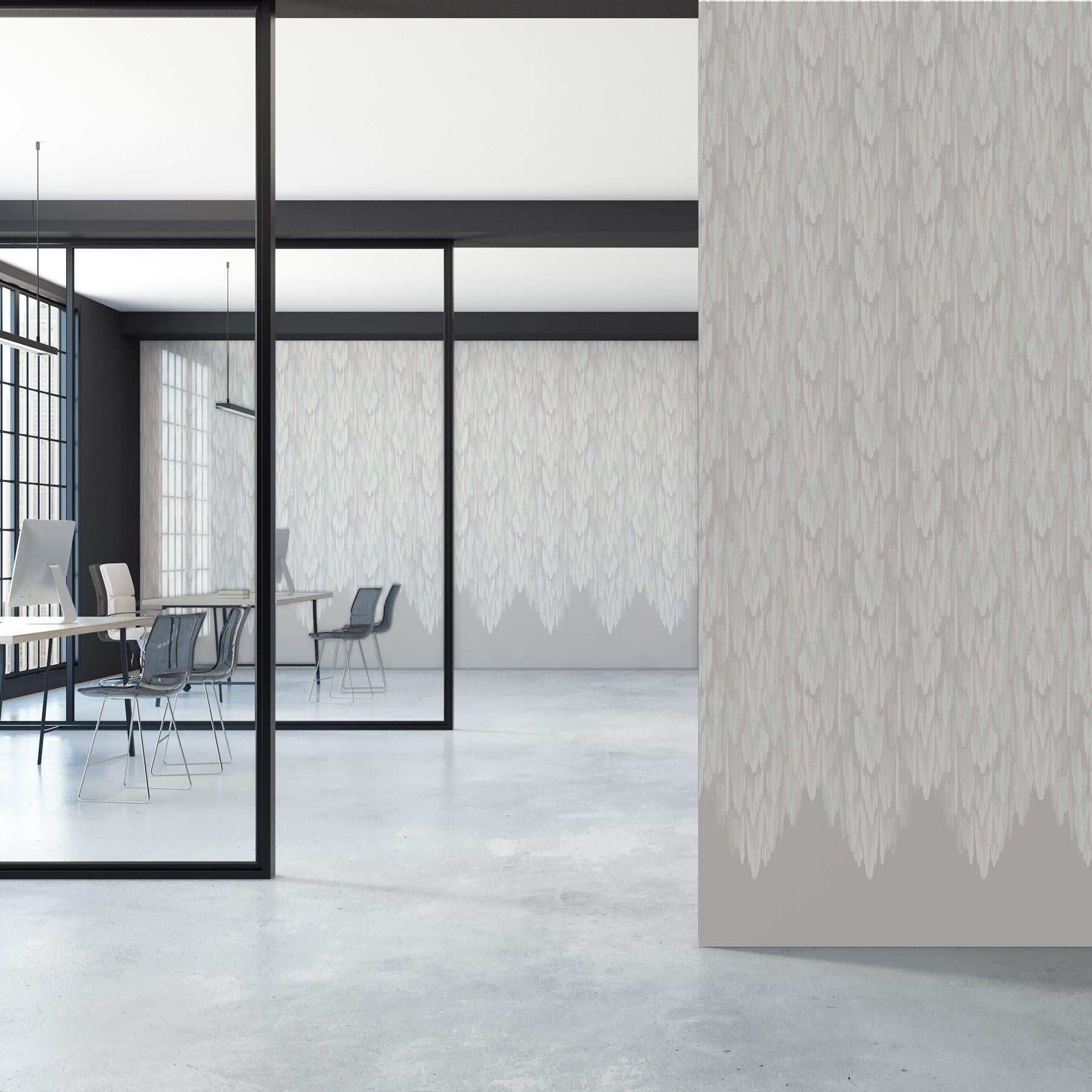 British Art Deco Inspired Beige Wallpaper Panels: Grotto Nougat Mica For Sale