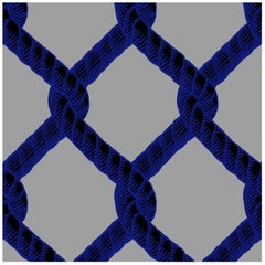 Art Deco Inspired Blue & Grey Wallpaper: Net Midnight Blue