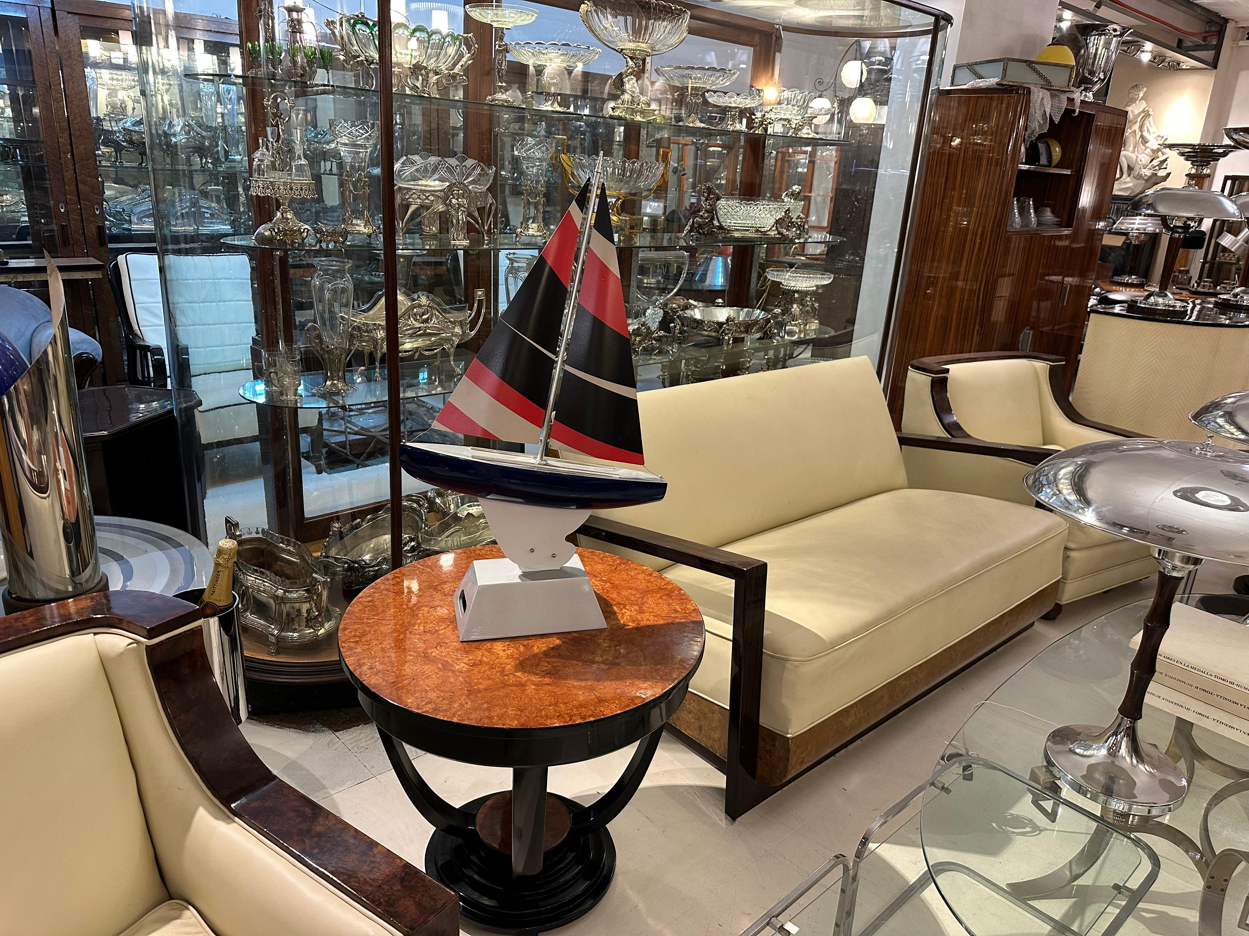 Chilean Art Deco Inspired Boat in Wood and steel  Designer: Marcelo Peña, 2024 For Sale