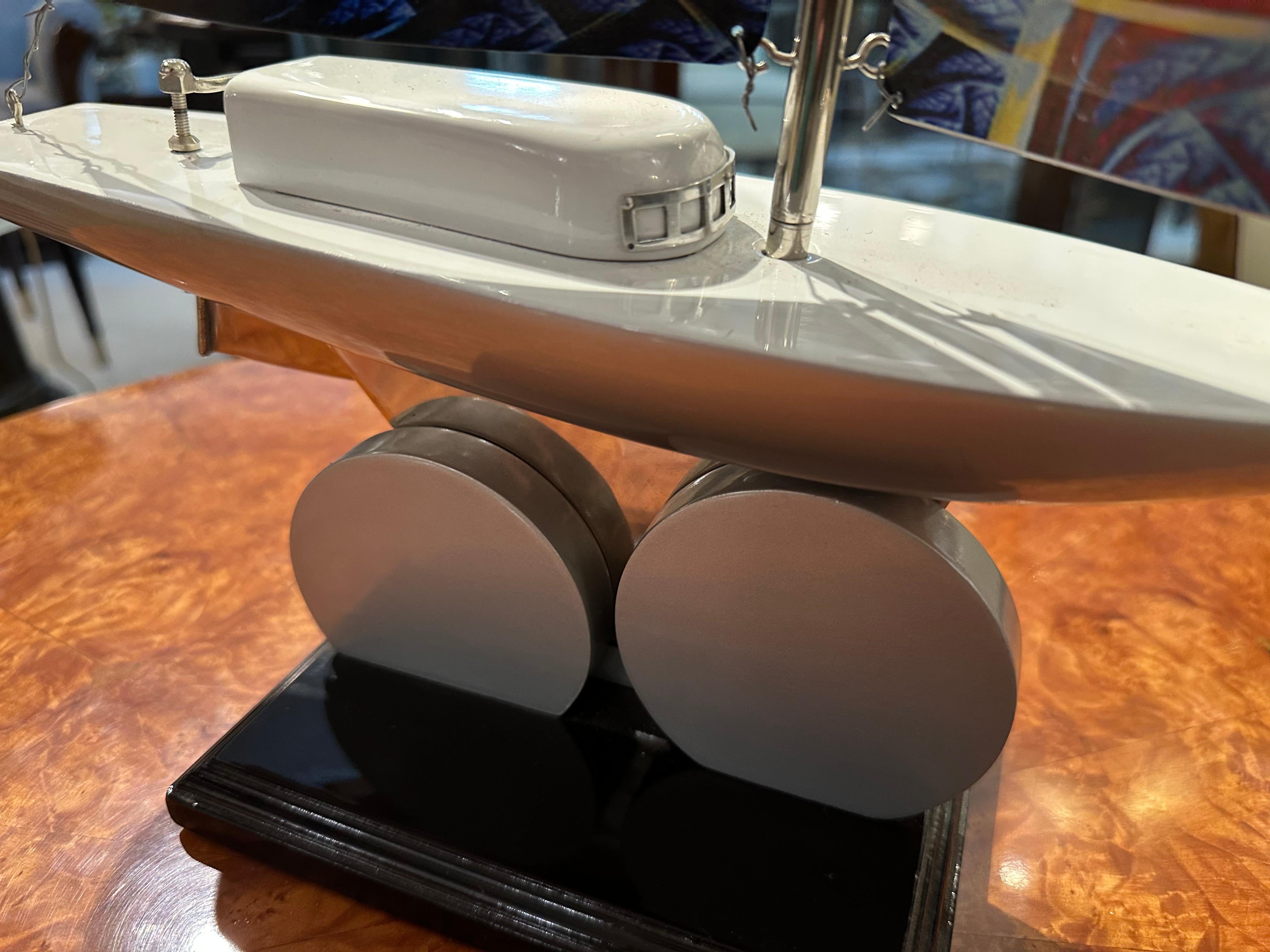Contemporary Art Deco Inspired Boat in Wood and steel  Designer: Marcelo Peña, 2024 For Sale