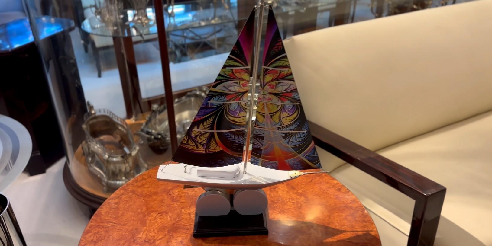 Steel Art Deco Inspired Boat in Wood and steel  Designer: Marcelo Peña, 2024 For Sale