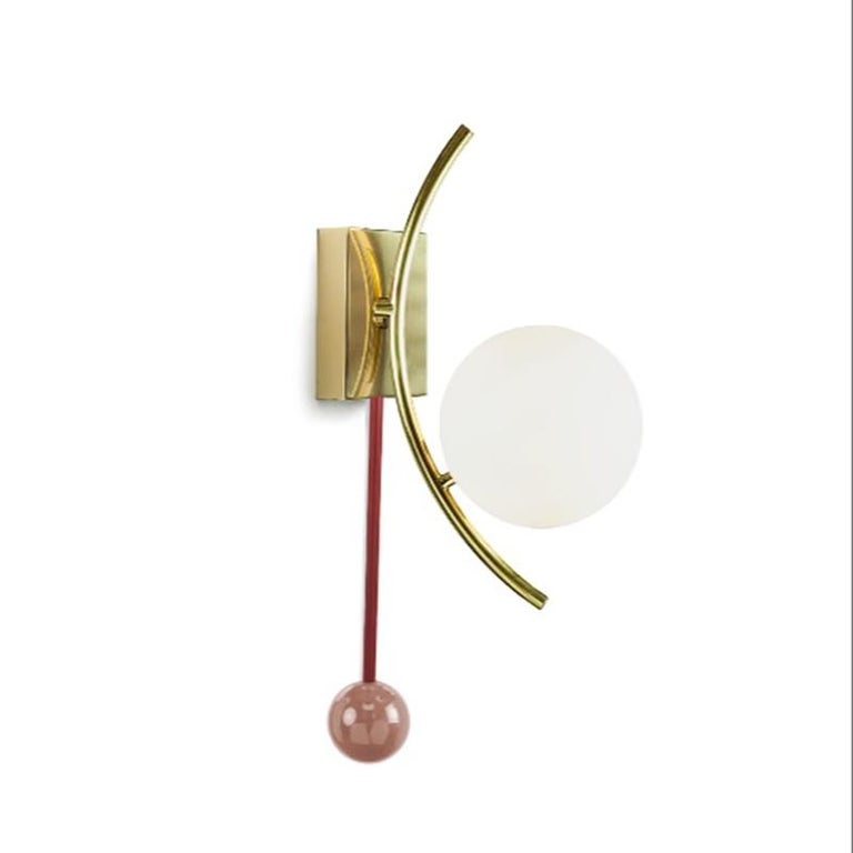 Portuguese Art-Deco inspired Brass, Black Powder-coated, Aloe Green Wood Helio Wall Sconce For Sale
