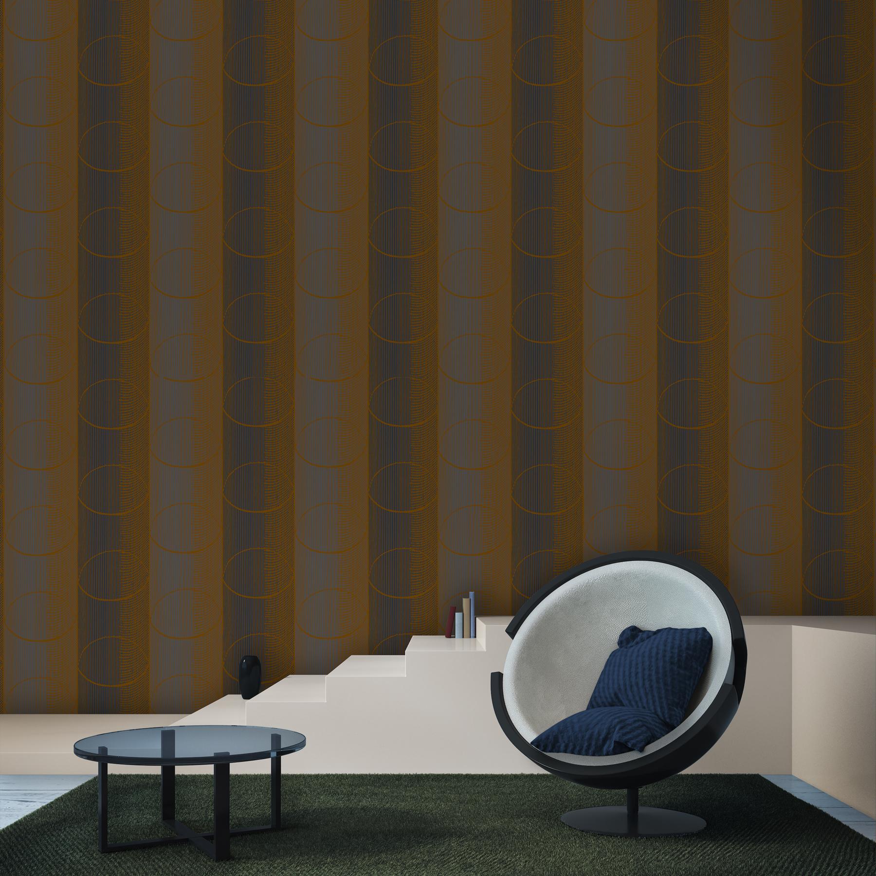 Art Deco Inspired Brown and Grey Wallpaper: Des Cercles Tobacco Leaf In New Condition For Sale In AMSTERDAM, NH