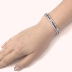 Ceylon French Cut Sapphires 6.14 Carat Diamonds Platinum Bracelet