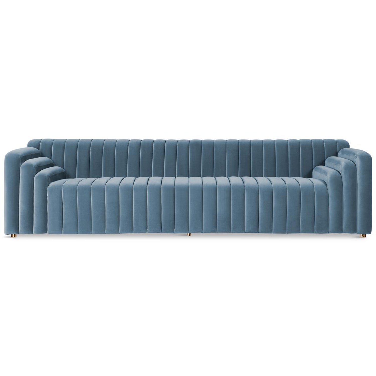 Art Deco Inspired Channel Tufted Sofa In Velvet For Sale At 1stdibs
