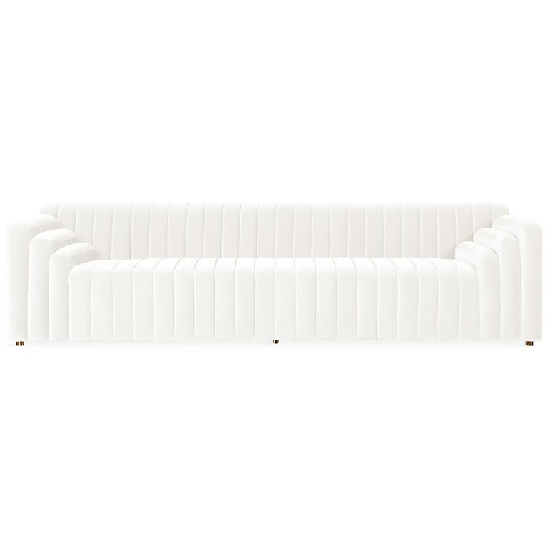 Art Deco Inspired Channel Tufted Sofa in Velvet For Sale at 1stDibs ...
