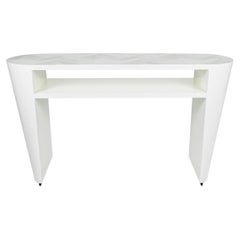 Art Deco Wallpaper Top Lacquered Console Table with Tapered Legs, Customizable