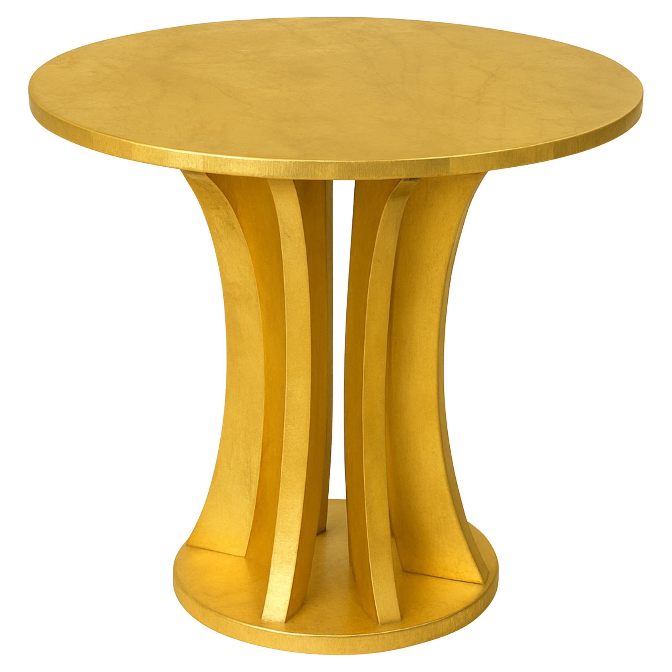 Guéridon circulaire doré d'inspiration Art Déco, 20e siècle en vente