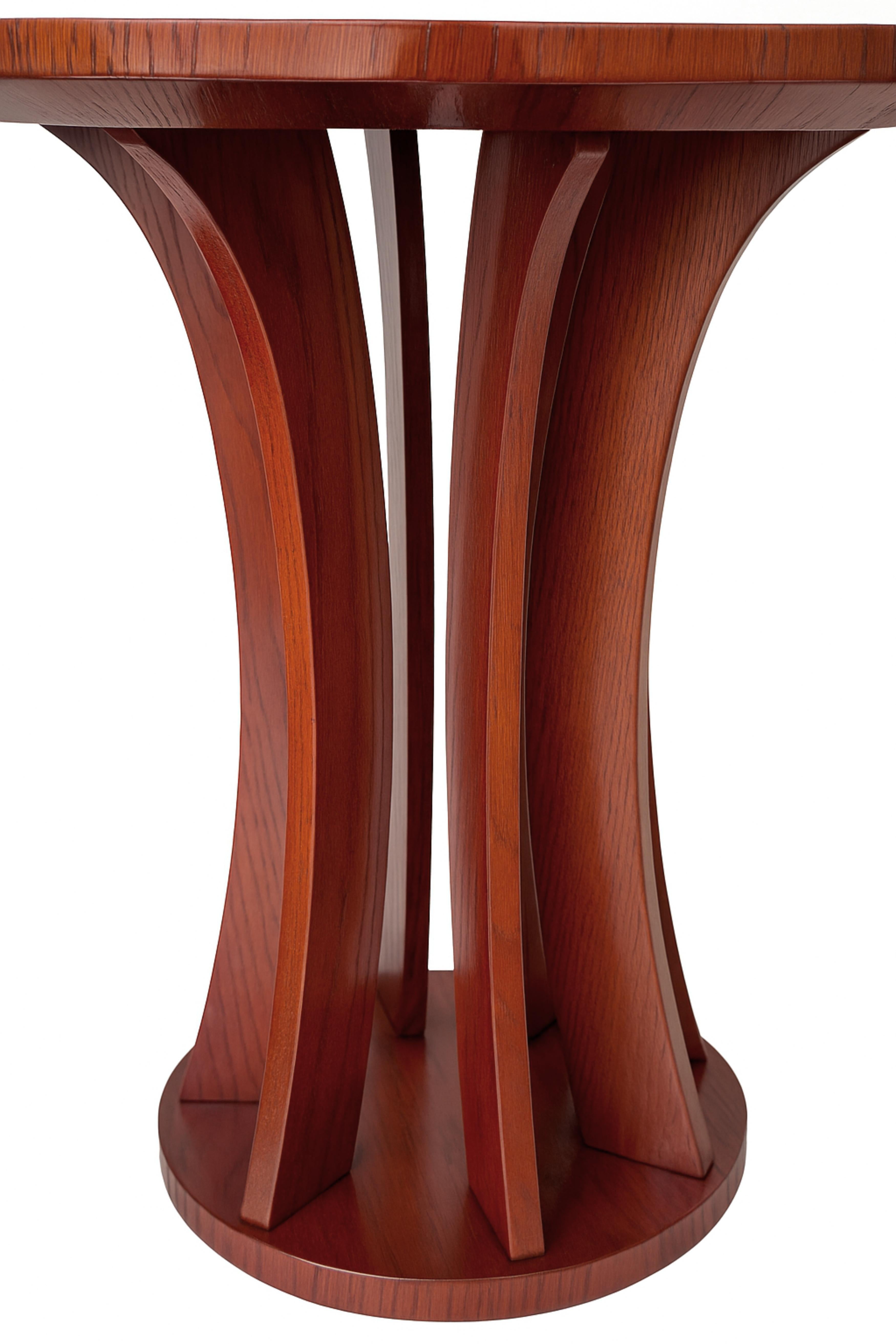 Pine Art Deco Inspired Circular Pedestal Table, 20th Century For Sale