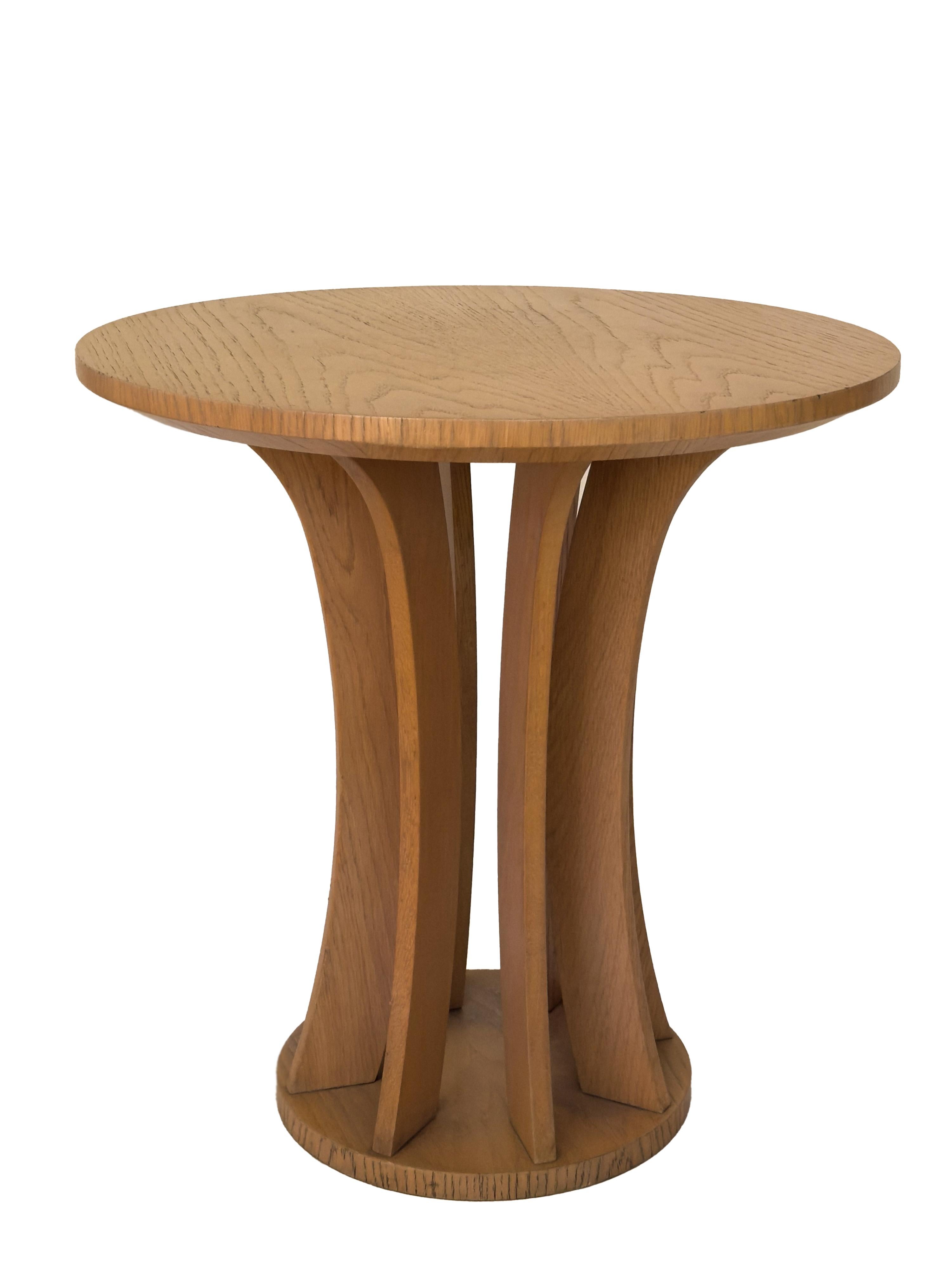 French Art Deco Inspired Circular Pine Pedestal Table, 20th Century For Sale