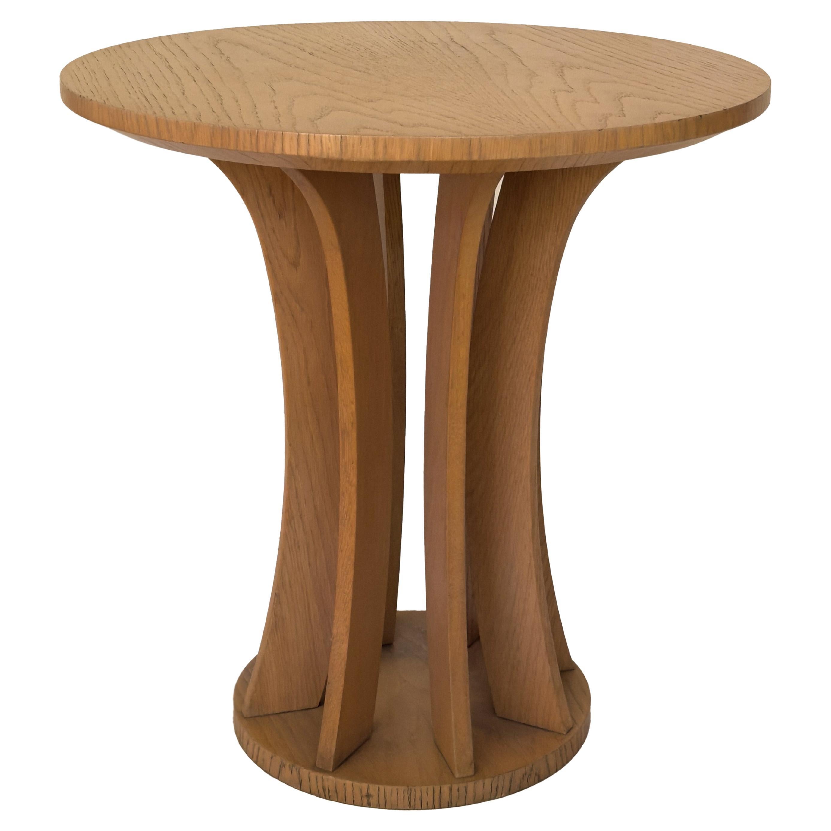 Art Deco Inspired Circular Pine Pedestal Table, 20th Century For Sale