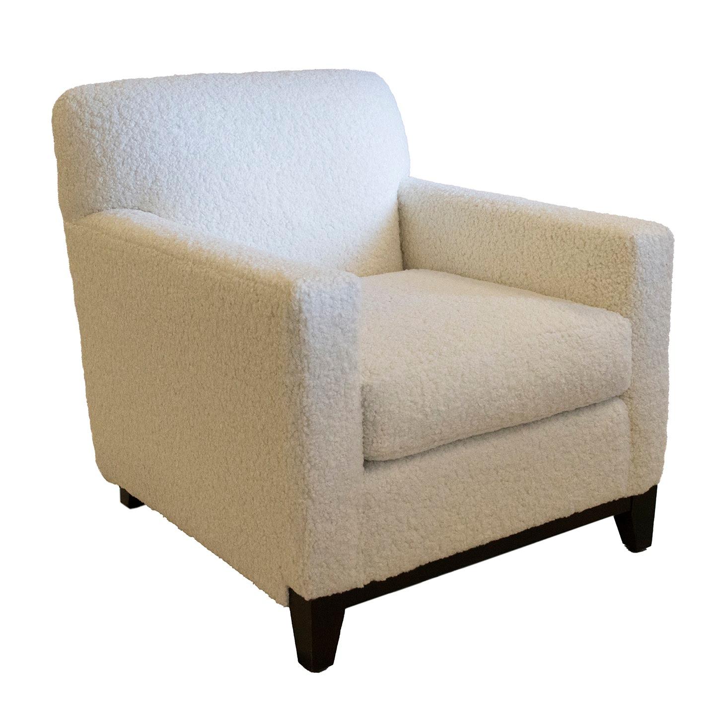 Veneer Art Deco Inspired Club Chairs in Faux Shearling Boucle by Rowe