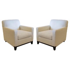 Art Deco Inspired Club Chairs in Faux Shearling Boucle by Rowe