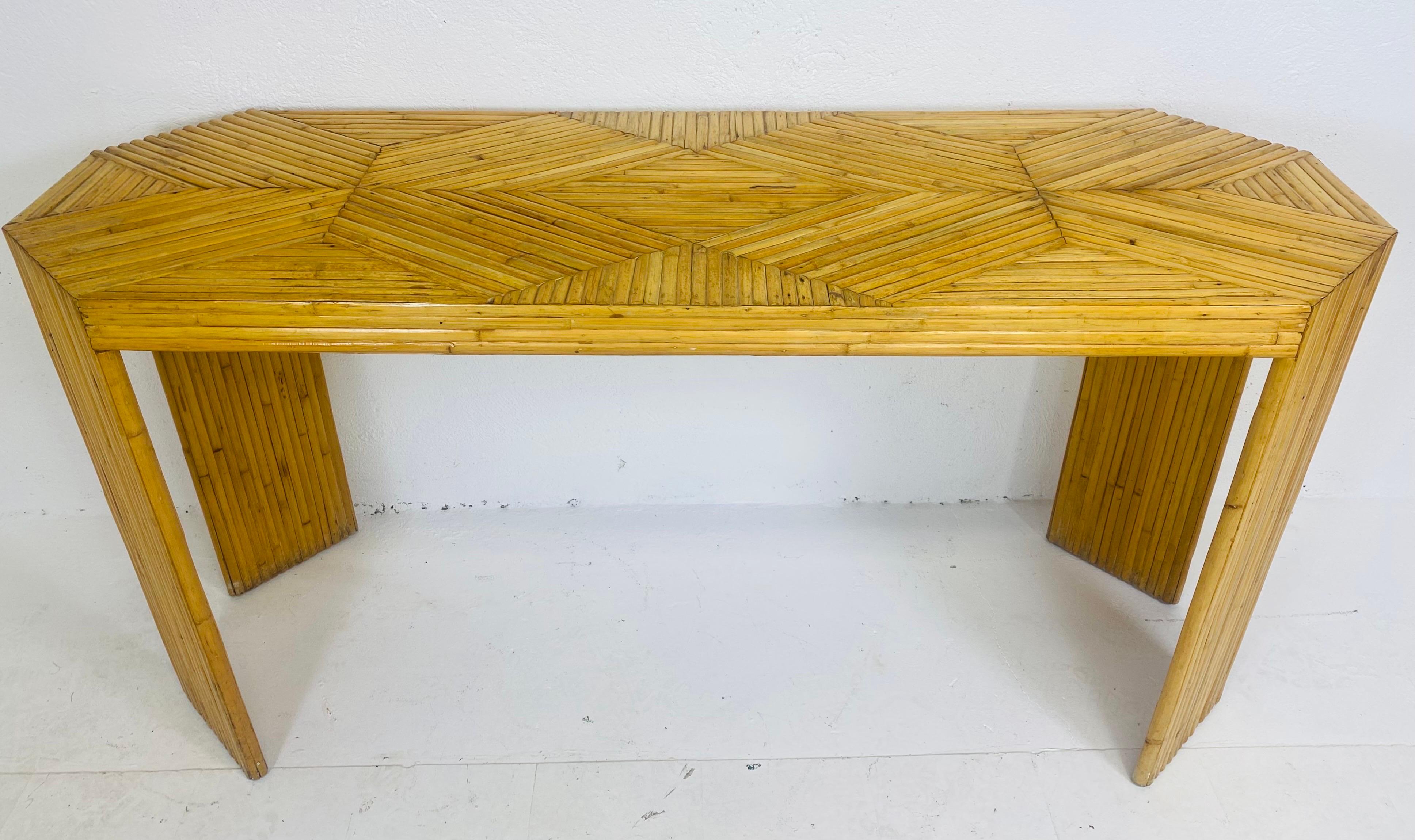 Art deco inspired coastal bamboo console in the matter of Maguire For Sale 4