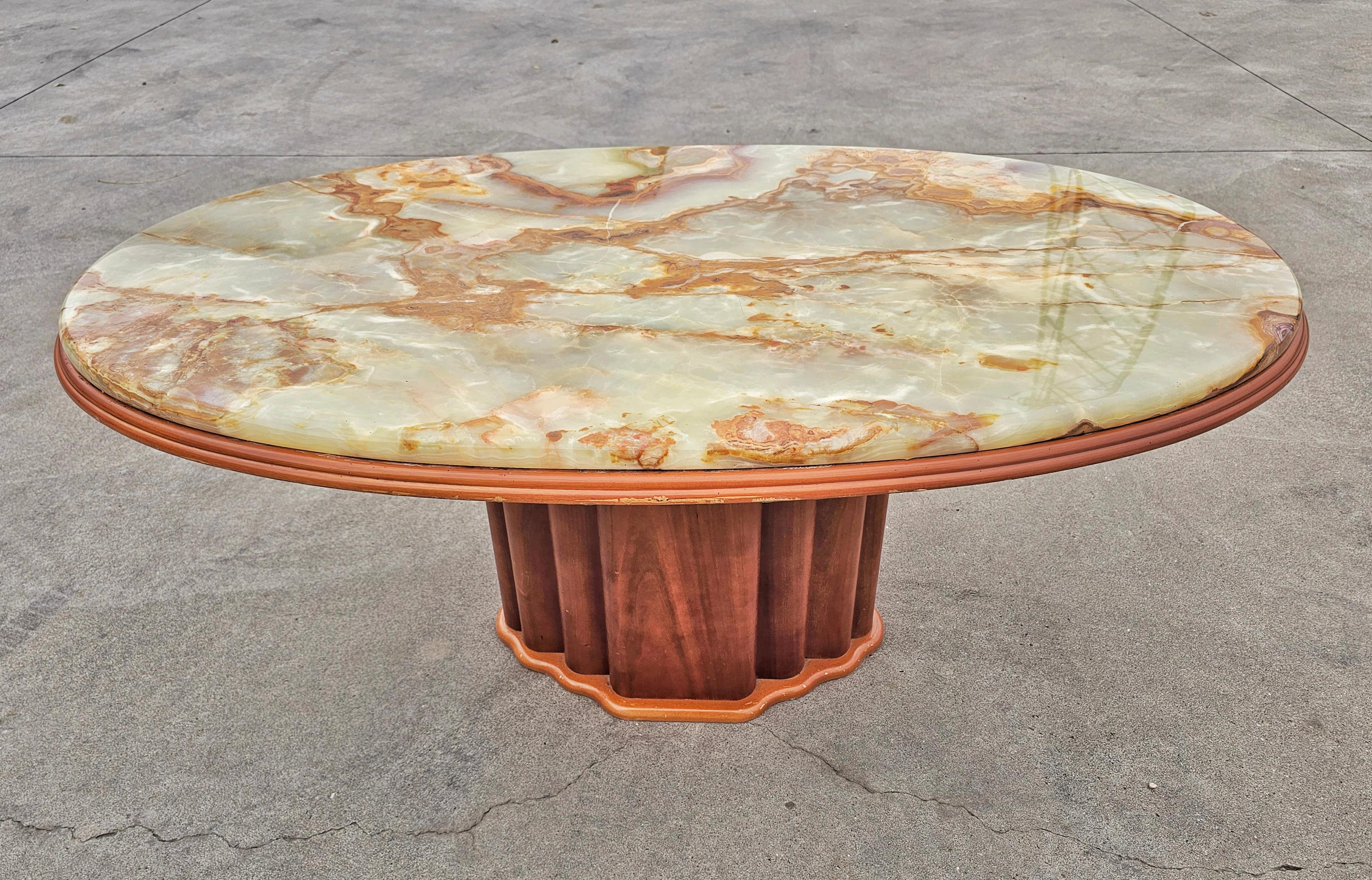 Art Deco Inspired Coffee Table with Onyx Top by Hohnert Design, Germany 1970s For Sale 6