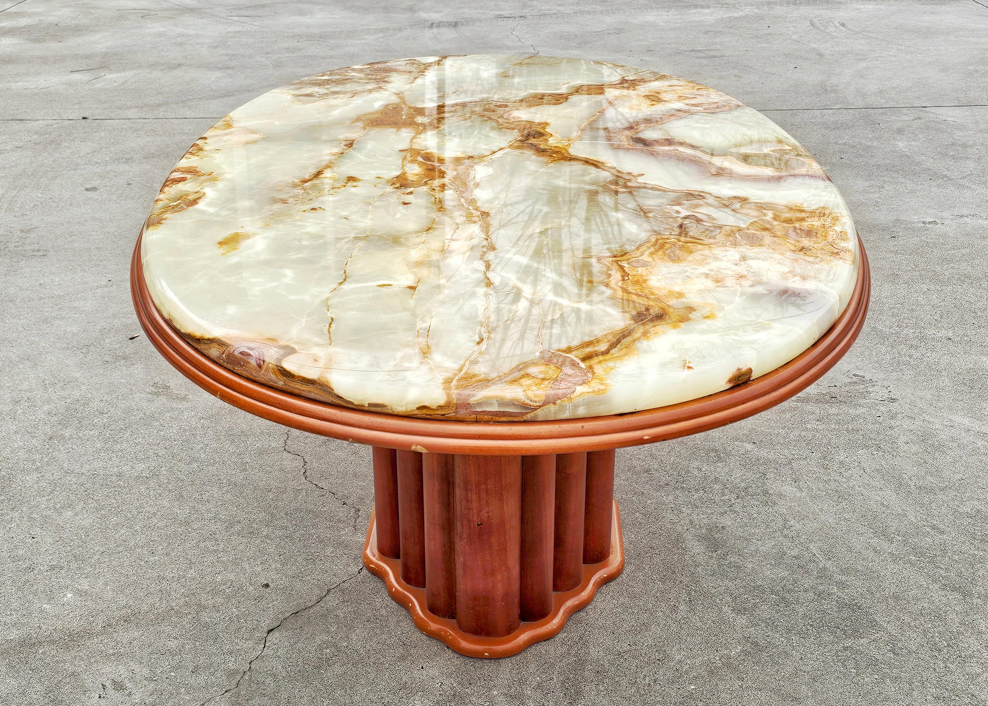 Art Deco Inspired Coffee Table with Onyx Top by Hohnert Design, Germany 1970s For Sale 11