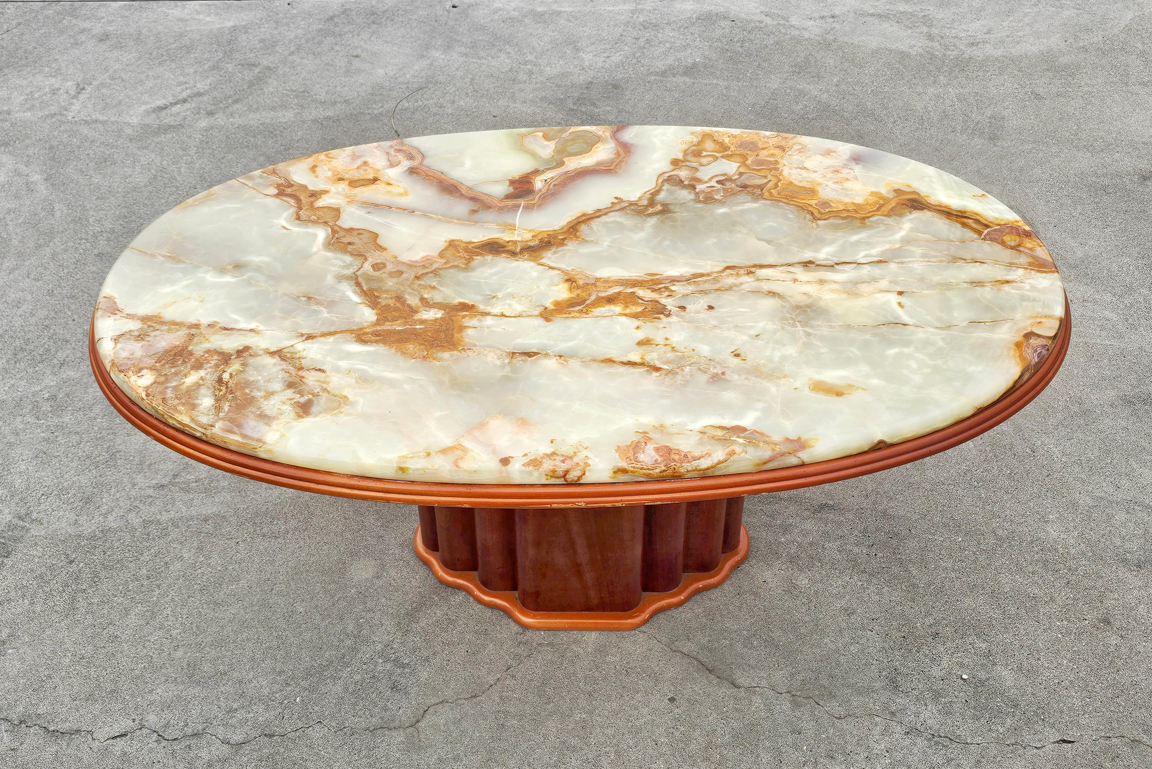 Art Deco Inspired Coffee Table with Onyx Top by Hohnert Design, Germany 1970s For Sale 1